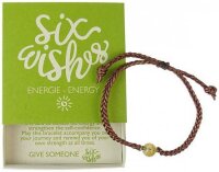 Armband Six Wishes Energie Lederband mit Achatperle Fairtrade