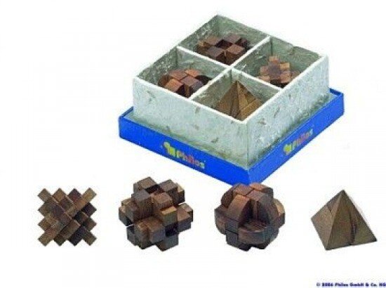 Philos Holz Puzzle Geschenkset II 4 Knobelspiele aus Holz im Set