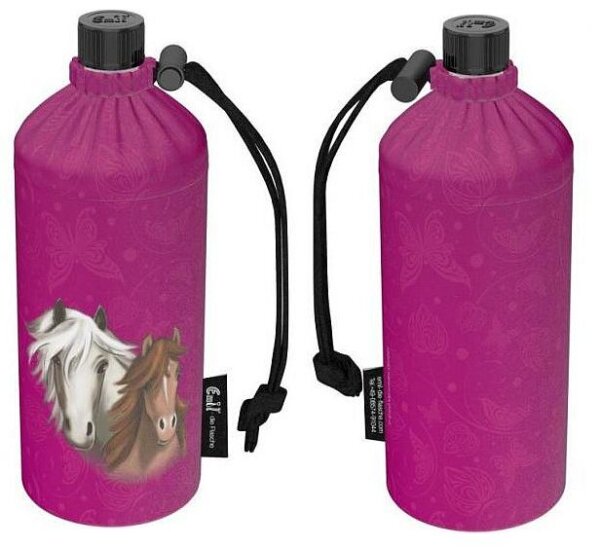 Trinkflasche Emil 0,4l Glasflasche Pferd Horse pink lila