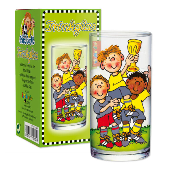 Trinkglas Fritz Flanke Fußball für Kinder 12,5x6cm Lutz Mauder