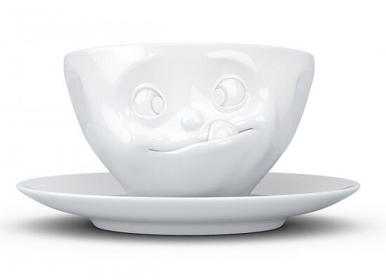 Kaffeetasse mit Gesicht Lecker weiß 200ml Porzellan Lustige TV Tassen
