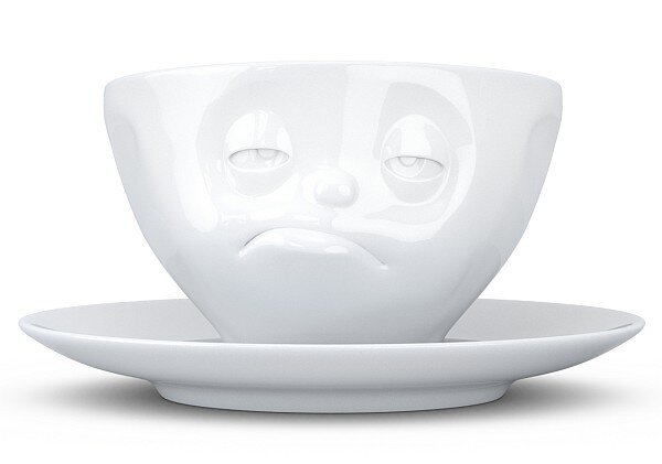 Kaffeetasse mit Gesicht Verpennt weiß 200ml Porzellan