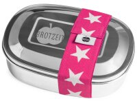 Brotzeit Magic Brotdose aus Edelstahl mit Trennsteg Sterne pink