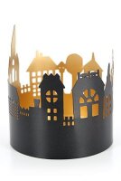 Windlicht City schwarz gold aus Eisenblech 10x10cm