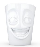 Henkeltasse Witzig Weiß mit Gesicht 350ml Lustige TV Tasse