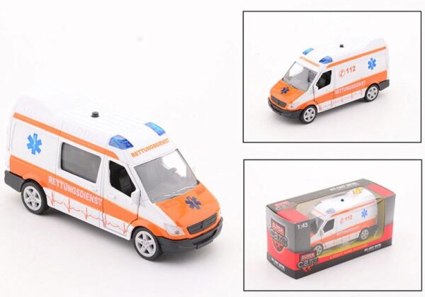 Spielzeugauto Rettungswagen Transporter Metall Licht & Sound