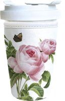 Kaffeebecher to go Porzellan mit Deckel Rosa Centifolia...