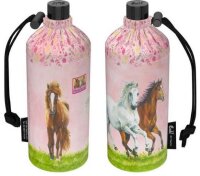 Trinkflasche aus Glas Emil 0,4l Pferdefreunde rosa