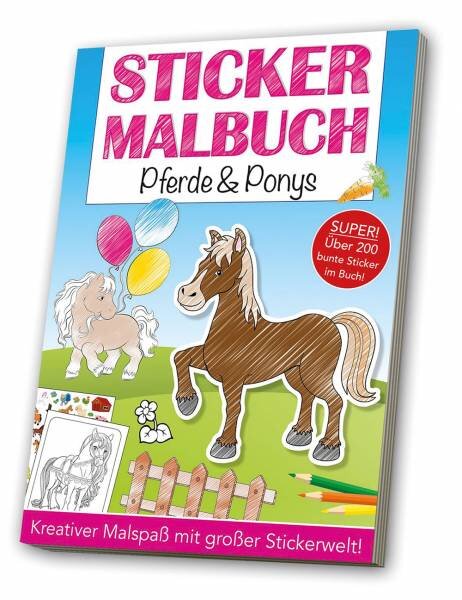 Mal und Stickerbuch A4 Pferde und Ponys