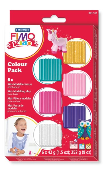 Modelliermasse FIMO Basic Kids girlie 6 Farben x42g ofenhärtend