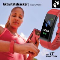 TimeTech Digitaluhr Fitnesstracker schmal rot