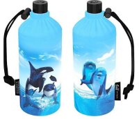 Trinkflasche Emil 0,4l Glasflasche Sea Life Orca Delfin