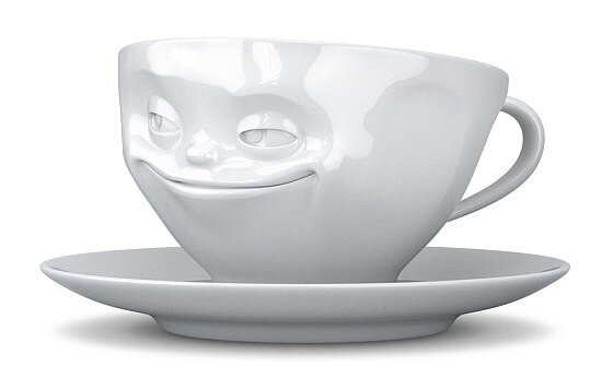 Kaffeetasse mit Gesicht grinsend weiß 200ml Porzellan