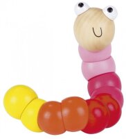 Holzspielzeug Lustige Raupe Wurm rosa Greifspielzeug ab 10 Monaten