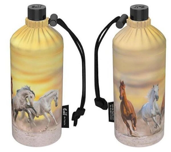 Trinkflasche Emil 0,6l Glasflasche Wildpferde Sand