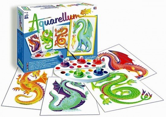 Aquarellum Ausmalbilder Junior Drachen 4 Bilder 5 Farben ab 7 Jahren